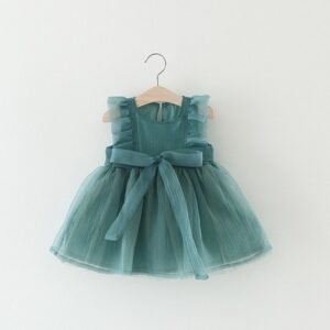 Kids Baby Girls Fashion Casual Cute Solid Color Sleeveless Round Neck Party Tutu Dress