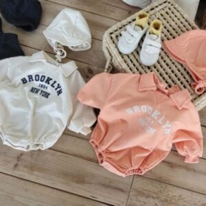 Kids Baby Boys Girls Casual Cute Letters Print Long Sleeve Lapel Romper