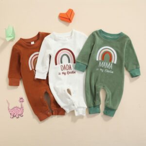 Kids Baby Boys Girls Casual Cute Basic Rainbow Stripe Long Sleeve Round Neck Bodysuit