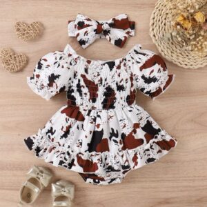 Kids Baby Girls Casual Cute Leopard Print Short Sleeve Romper