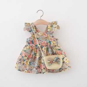 Kids Baby Girls Casual Cute Tiny Flower Sleeveless U Neck Dress