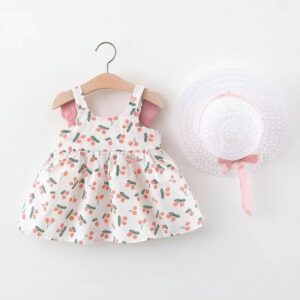 Kids Baby Girls Cute Sweet Cherry Pattern Sleeveless U Neck Dress