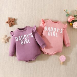 Kids Baby Girls Casual Cute Letter Pattern Long Sleeve Round Neck Romper