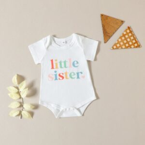 Kids Baby Girls Casual Cute Letter Short Sleeve Round Neck Romper