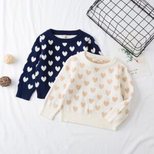 Lovely Toddler Child Girl Heart Pattern Knitted Sweater