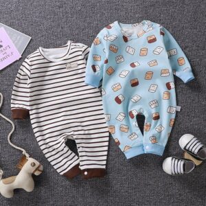 Kids Baby Girls Boys Spring Autumn Fashion Casual Cartoon Pattern Long Sleeve Romper