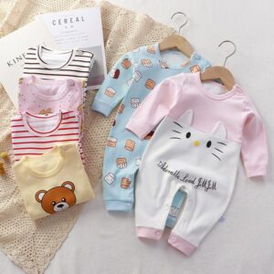 Kids Baby Girls Boys Spring Autumn Fashion Casual Cartoon Pattern Long Sleeve Romper