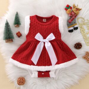 Toddlers Newborn Baby Christmas Girls Red Sleeveless Bodysuit