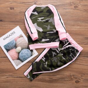 Toddlers Newborn Baby Fashion Girls Basic Casual Long Sleeve Camouflage Print Top And Pants 2pcs Set