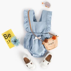 Girls Fashion Sleeveless Stringy Selvedge Design Romper