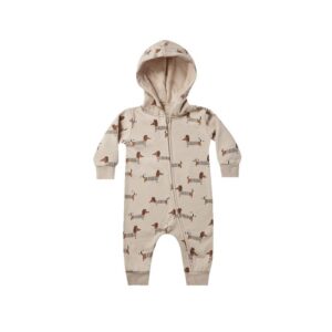Kids Baby Unisex Spring Autumn Casual Cute Cotton Puppy Pattern Zipper Hooded Jumpsuits Bodysuit