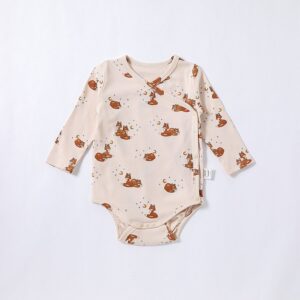 Kids Baby Unisex Spring Autumn Casual Cute Cotton Fox Rocket Spaceship Pattern Side Open Long Sleeve Jumpsuit Romper