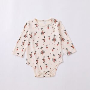 Kids Baby Unisex Spring Autumn Casual Cute Cotton Seabuckthorn Hedgehog Pattern Round Neck Long Sleeve Trousers Bodysuit