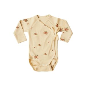 Kids Baby Unisex Spring Autumn Casual Cute Cotton Sea Buckthorn Fruit Flower Pattern Side Opening V Neck Bodysuit
