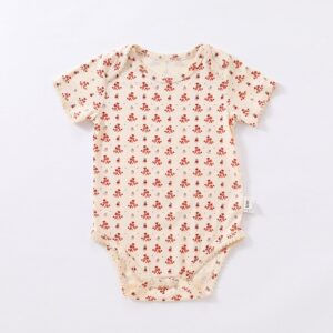 Kids Baby Girls Boys Summer Cute Cotton Side Open Tiny Flower Round Neck Romper