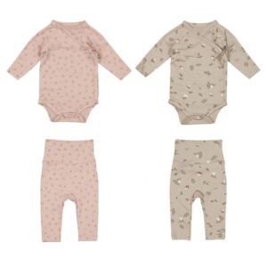 Kids Baby Girls Boys Spring Autumn Cute Cotton Bell Pine Leaf Pattern Tether Snaps Two-Piece Set