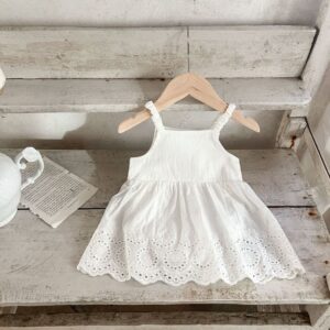 Baby Girl Cute Beige Lace Cotton Dress Rompers