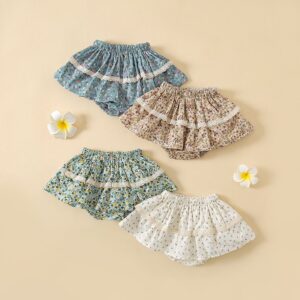 Baby Girls Cute Floral Ruffled Skirts With Lace