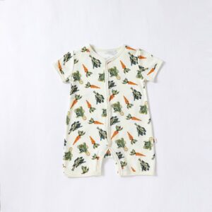Kids Baby Girls Boys Summer Cute Cotton Cartoon Vegetables Rabbit Cow Hot Air Balloon Pattern Bodysuit