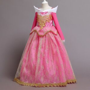 Girls Elegant Long Sleeve Mesh Design Fluffy Princess Dress