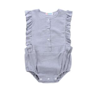 Baby Summer Solid Color Cotton Ruffled Bodysuit