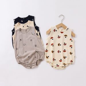 Baby Cute Thin Cotton Moon Print Triangle Romper