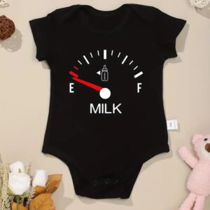 Toddlers Newborn Baby Fashion Boys Girls Casual Short Sleeve Electricity Drinking Time Letter Print Bodysuit