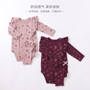 Toddlers Newborn Baby Fashion Girls Casual Long Sleeve Flower Print Bodysuit