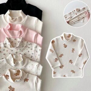 Children Kids Baby Fashion Girls Casual Basic Long Sleeve Half-High Collar T-Shirt Top