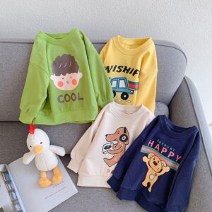 Children Kids Baby Fashion Girls Boys Long Sleeve Cartoon Print Sweatshirt