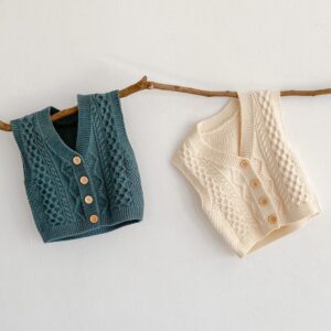 Toddlers Newborn Baby Fashion Girls Boys Casual Basic Sleeveless Solid Color Knitted Cardigan Coat