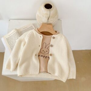 Toddlers Newborn Baby Fashion Girls Boys Casual Basic Long Sleeve Solid Color Knitted Cardigan Coat