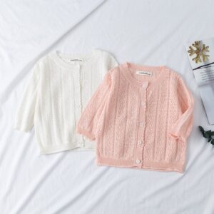 Toddlers Newborn Baby Fashion Girls Casual Basic Long Sleeve Solid Color Knitted Cardigan Coat
