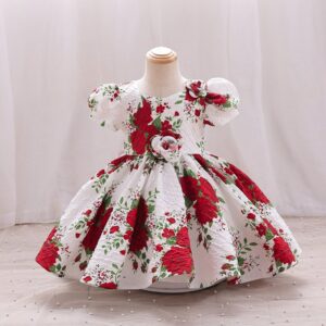 Toddlers Newborn Baby Fashion Girls Princess Short Sleeve Flower Print Party Dress