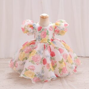 Toddlers Newborn Baby Fashion Girls Princess Short Sleeve Flower Print Party Dress