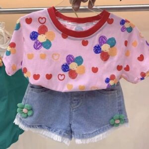 Toddlers Newborn Baby Fashion Girls Casual Basic Flower Print Short Sleeve T-Shirt