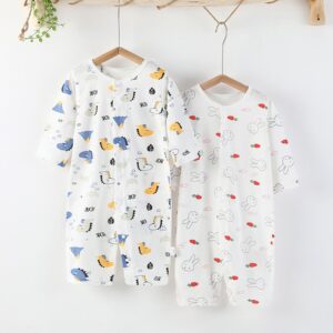 Toddlers Newborn Baby Fashion Girls Boys Casual Basic Cartoon Print Long Sleeve Thin Jumpsuit