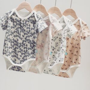 Toddlers Newborn Baby Fashion Girls Casual Basic Short Sleeve Flower Print Bodysuit