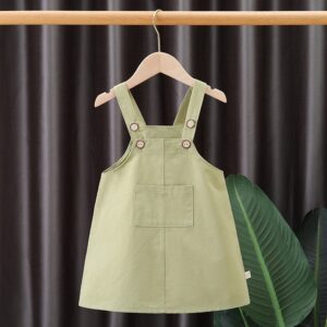 Toddlers Newborn Baby Fashion Girls Solid Color Strap Dress