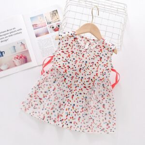 Toddlers Newborn Baby Fashion Girls Sleeveless Polka Dots Cherry Print Cute Dress