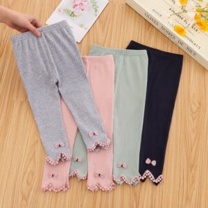 Toddlers Newborn Baby Fashion Girls Casual Basic Bowknot Elastic Pants Leggings