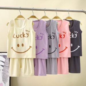 Children Kids Baby Fashion Girls Boys Casual Basic Sleeveless Modal T-Shirt And Shorts Sports 2pcs Set