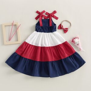 Children Kids Baby Fashion Girls Contrast Color Sleeveless Beach Bohemian Dress