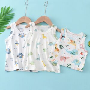 Children Kids Baby Fashion Boys Girls Sleeveless Cartoon Print Basic Casual Vest