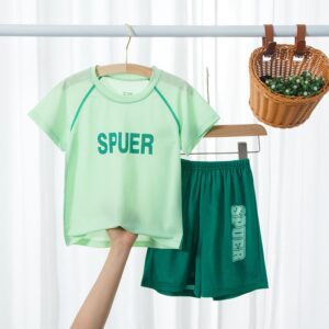 Children Kids Baby Fashion Boys Girls Sports Casual Short Sleeve Letter Print T-Shirt And Shorts 2pcs Set