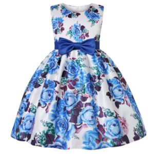 Children Kids Baby Fashion Girls Sleeveless Retro Flower Print Bow Princess Festival Party Dress