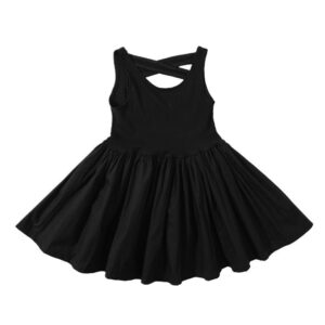 Children Kids Baby Fashion Girls Backless Sleeveless Solid Color Princess Dress