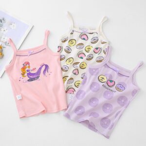 Children Kids Baby Fashion Girls Boys Casual Basics Sleeveless Cartoon Print Top