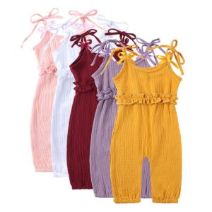 Toddlers Newborn Baby Fashion Girls Basic Casual Solid Color Sleeveless Jumpsuit