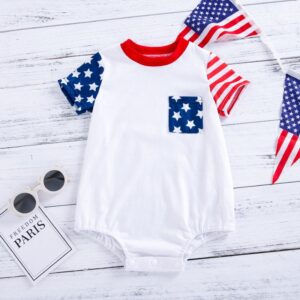 Toddlers Newborn Baby Fashion Girls Boys Casual Basic Short Sleeve Independence Day Print Bodysuit